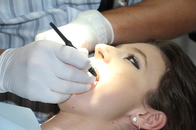 woman getting ready for dental work